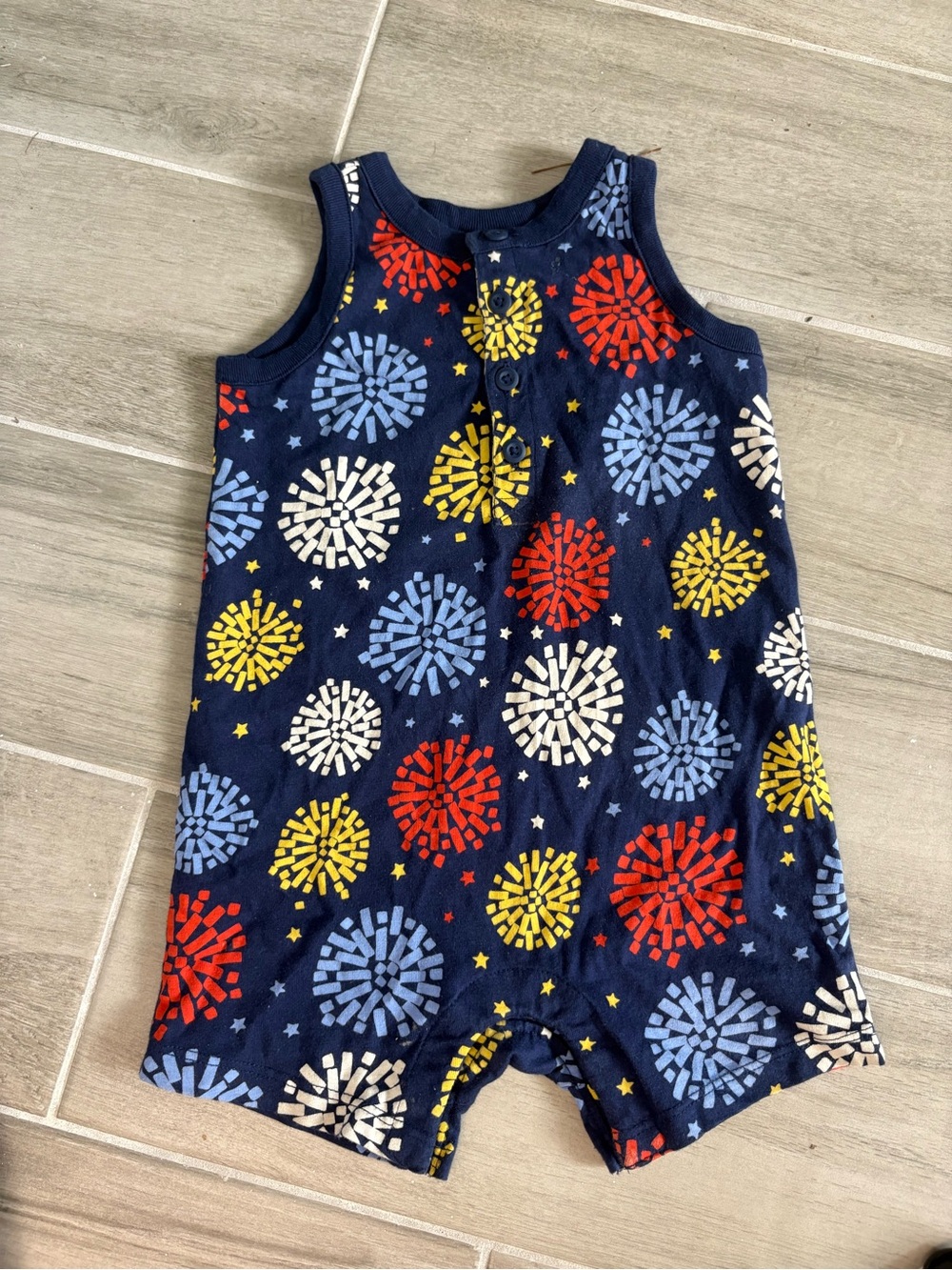 Hanna Andersson Fireworks Sleeveless Shortie Romper Size 12-18 Mo